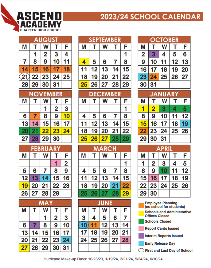Calendar Ascend Academy Charter School