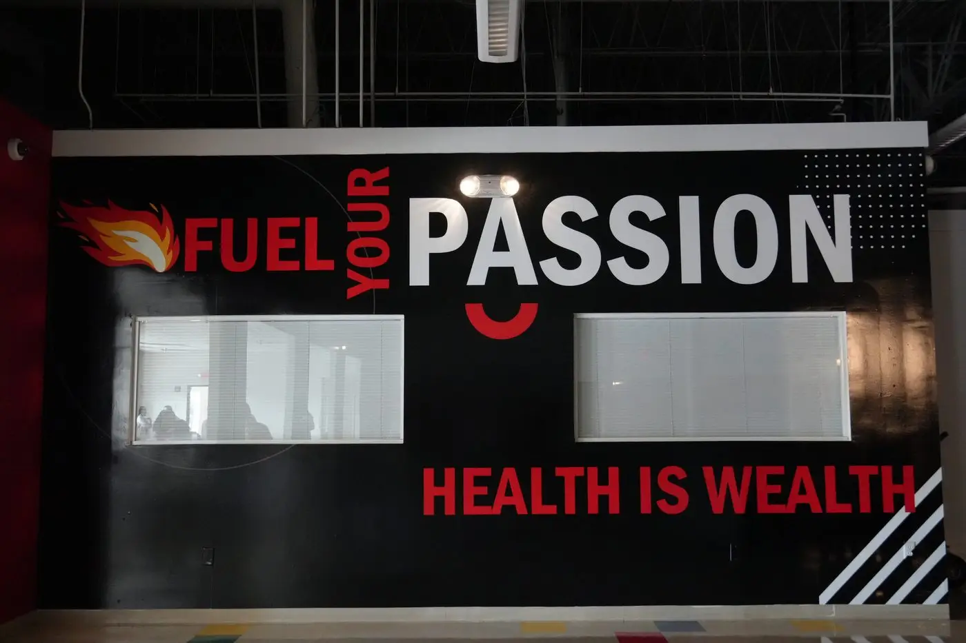 Fuel Your Passion mural, Ascend Academy fitness area